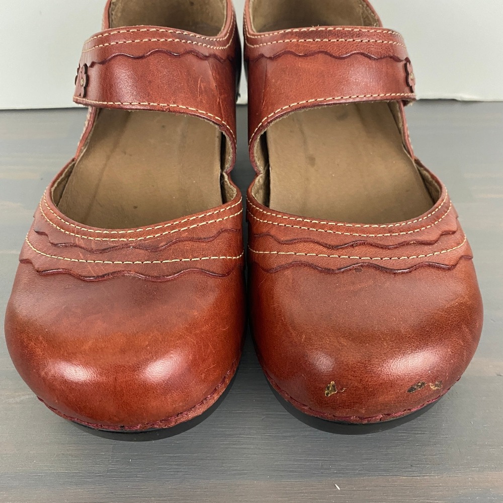 Dansko Mary Jane Clog Shoes Size 6 EU 36 British Tan Floral Boho Preppy Academia - Picture 2 of 10